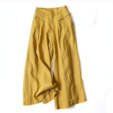Femme Jambe Large Pantalon Desseré Élastique Taille Haute Bas Jupe-pantalon
