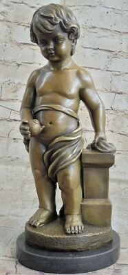 Handmade Bronze Art Nude The Little Boy Holding Apple Sculpture ...