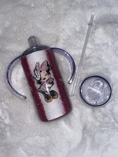 Minnie Mouse Inspired Sealed Customized Name Sippy Cup Tumbler