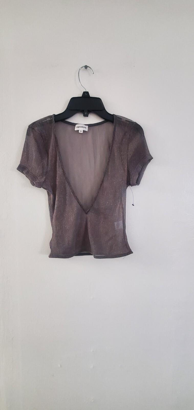 superdown Rainbow Metallic Crop Top  Glittery XS … - image 2