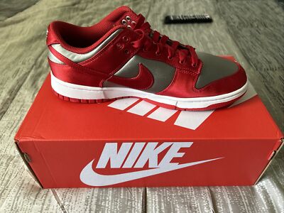 Nike Dunk Low 'Satin UNLV' Varsity Red Grey Women's 10.5 Men's 9