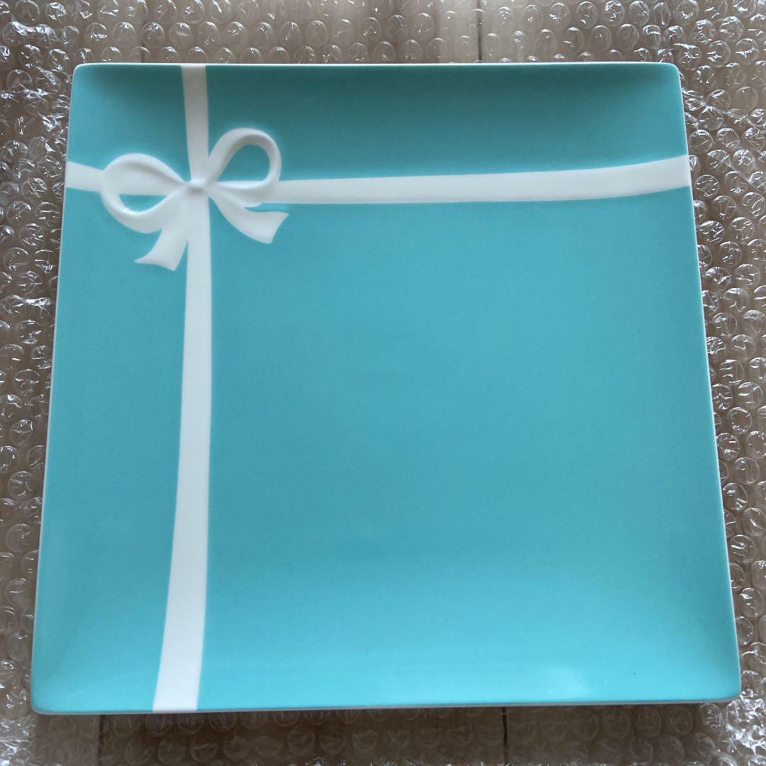 Tiffany & Co. Square Plate Blue Box Tableware Ribbon Bone Tiffany & Co. Square Plate Blue Box Tableware Ribbon Bone