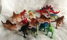 Lot of 14 Small Plastic Dinosaurs - Assorted Species  Colors
