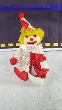 Vintage Amscan Polka Dot Clown Doll Plush 11.5" Red White Kidcore Retro Toy