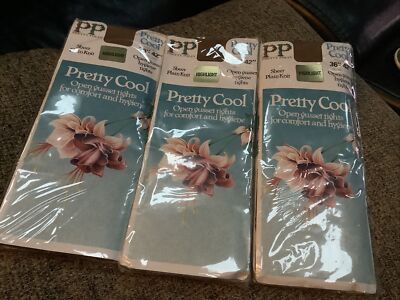 3 Pairs Vintage 36 -42  Hip Pretty Polly open gusset Tights    HIGHLIGHT NIP