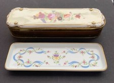 Antique Limoges Porcelain Pen Tray and Box Shirley Temple Estate 10” X 3”