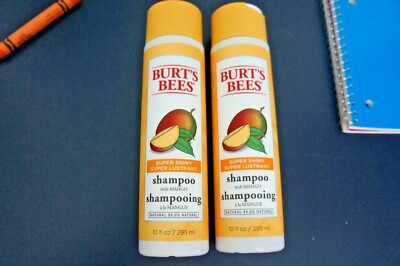 2 Burts Bees Super Shiny Shampoo Mango Scent All Natural 10 oz