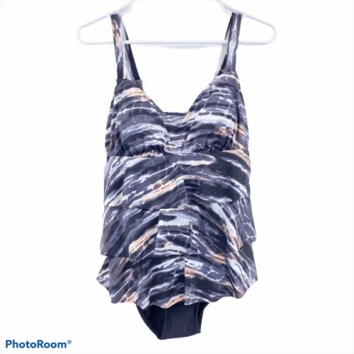 Costume da bagno unico a strati Swim Solutions taglia 10 tie dye hip minimizer NUOVO - Foto 2 di 9