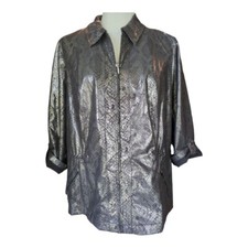 Zenergy by Chico's Lightweight Zip-up Shiny Snake Print Size 1 Medium