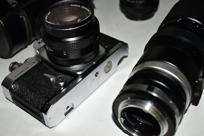 Konica Autoreflex T3 w/ Hexanon 50mm f/1.4, Miida 28mm Lentar 80