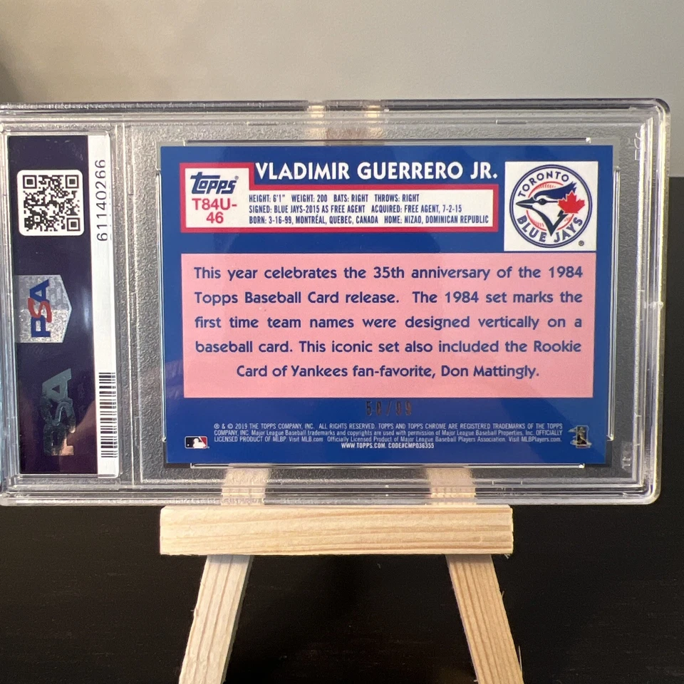 2019 Topps Silver Pack Vladimir Guerrero Jr. 84 Chrome PROMO GREEN REF/99 PSA 9 - Image 2 of 3