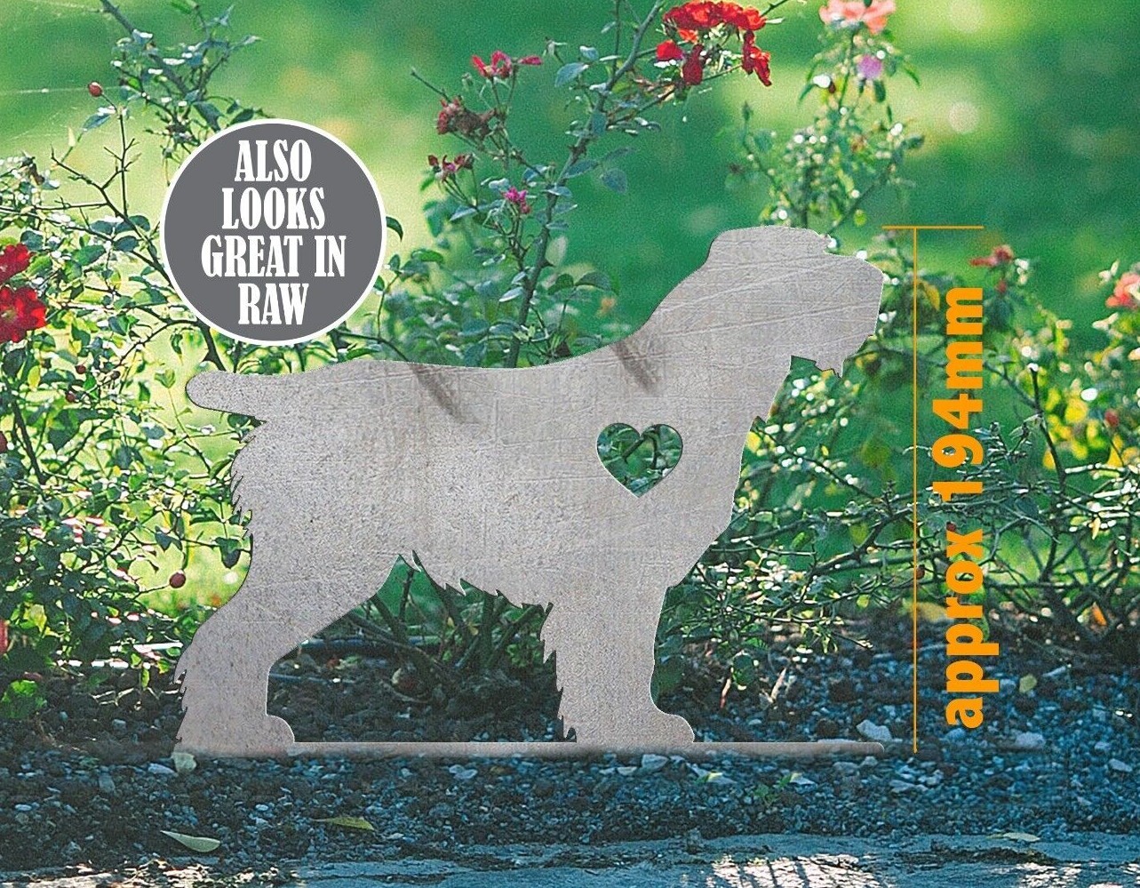 Italian Spinone Silhouette Metal Garden Ornament, heart optional Dog
