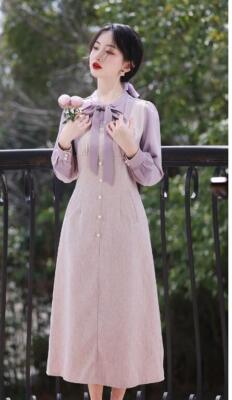 fitted lace wedding dress Blue Doll Collar Bowknot Long Sleeves High Waisted Ruffled Sweet Lolit –  LolitaInside