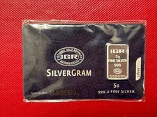 5 Gram 999 Fine Silver IGR Bar In Original Card and Plastic Fractional Silver