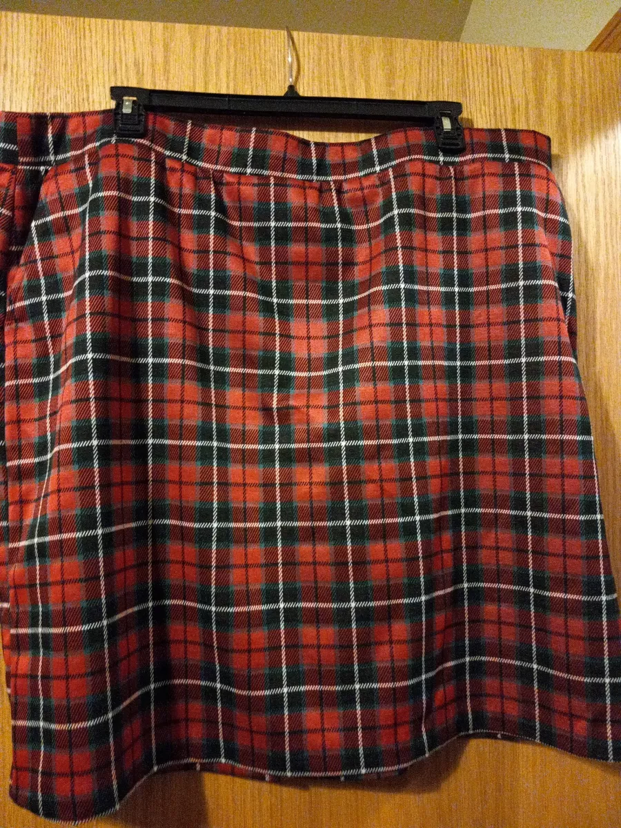 Mid length red 2025 plaid skirt