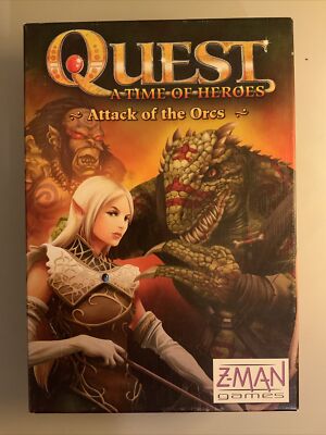 Z-Man Boardgame Quest - A Time of Heroes, Attack of the Orcs, Unpunched New