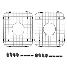 2 PCS Stainless Steel Sink Protector Bottom Grid Center Drain Hole 14x12 Inch