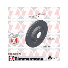 Zimmermann 600.3207.20 Bremsscheibe Hinterachse Vorderachse für Vag