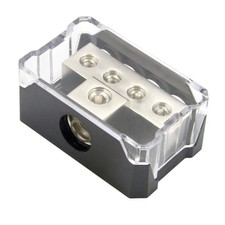 Car Audio Amp Power or Ground 4 Way Distribution Block 0-4 AWG In, 4-10 AWG Out