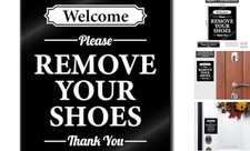 Acrylic Please Remove Your Shoes Sign, 5.0 x 6.0 No Shoes Sign for House Black