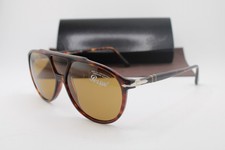 NEW PERSOL P 3217-S 24/53 HAVANA SILVER SHIELD AUTHENTIC SUNGLASSES 59-14