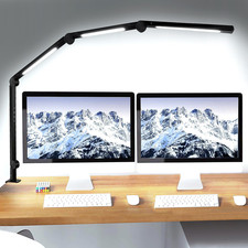 LED Desk Lamp with Clamp & Flexible Arm - 3 Light Sources, 4 Color Modes & 5 Bri
