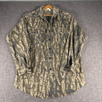 #ad Cabelas Mens Camo Long Sleeve Button Up Shirt Outdoor Gear Size Large? Regular $16.46