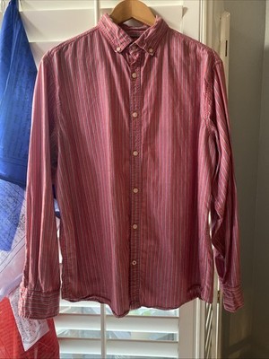 Peckott New England Apparel Sz L Mens 100% Cotton Pink Striped Button Down Shirt