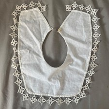 Vtg Handmade White Lace Collar Removable Crochet Trim Cottagecore O/S Bib Neck