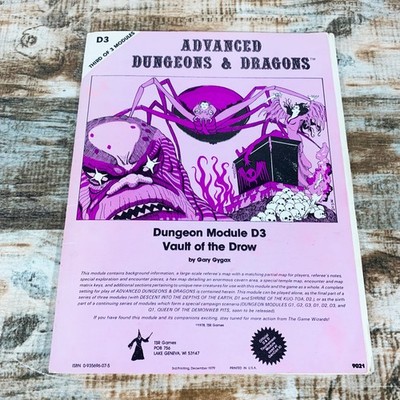 Advanced Dungeons Dragons D3 Vault of the Drow Adventure Module Monochrome Cover