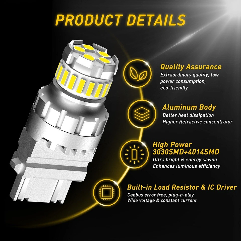 Upgraded 3157 3156 4157 LED Backup Reverse Light Bulbs Super Bright 6500K White Foto 3 de 4