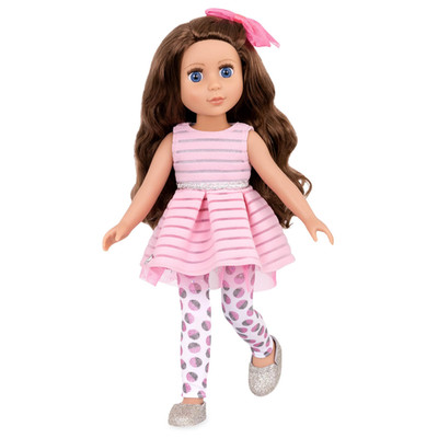Glitter Girls 14-Inch Fashion Doll Brown Hair Blue Eyes Pink Dress Glittery