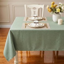 Textured Linen Table Cloth for Rectangle Tables - Sage Green Tablecloths Rectan