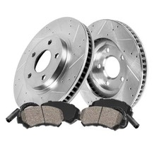 Front Drilled Slotted Brake Disc Rotors and Ceramic Brake Pads Hardware