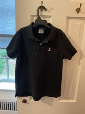 Boys Psycho Bunny Collar Shirt, Black, Size Medium 10-12 