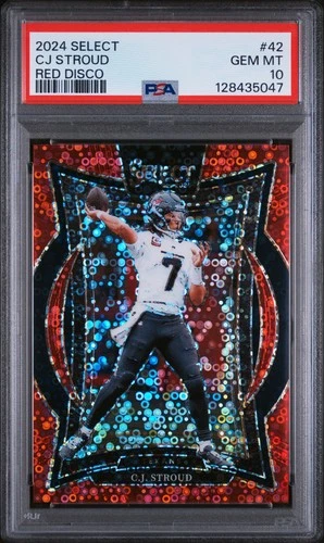 2024 PANINI SELECT RED DISCO #42 CJ STROUD ROOKIE RC 7/49 PSA 10