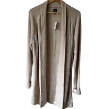 Gap Wms Size Large Tall Cardigan Open Front New Neutral Refined Wool Blend Cozy