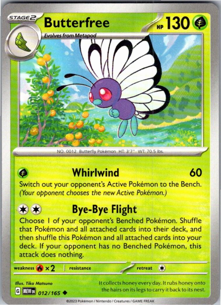 BUTTERFREE UNCOMMON 151 POKEMON NEAR MINT