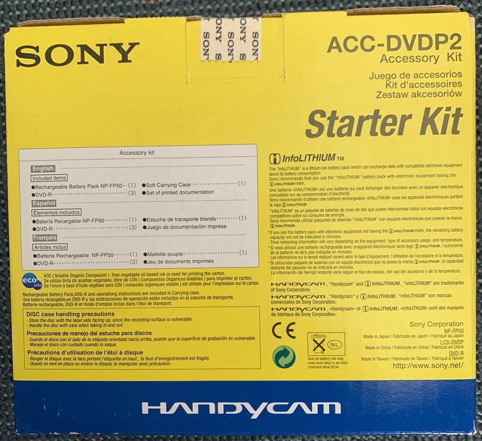 Kit de accesorios Sony ACC-DVDP2. Estuches nuevos en caja, paquete de baterías, DVD Foto 2 de 4