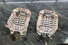 LOT:  2 GLASS OPEN SALT CELLARS Holders 8-Sided Octagon Shape Clear Vintage