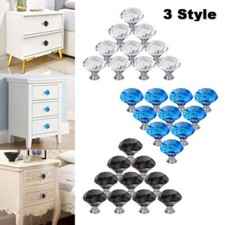 10Pcs Crystal Glass Cabinet Knob Diamond Shape 30mm Drawer Cupboard Handle Pull