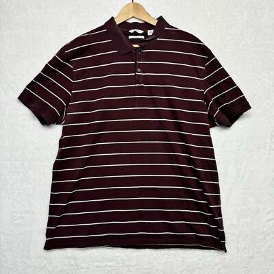 Calvin Klein Polo Shirt Mens Large Purple Liquid Touch Casual Preppy Golf 