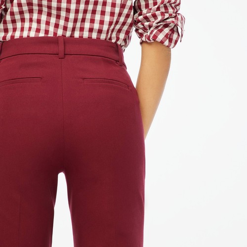 NEW J Crew Womens Kallie Classic Straight Leg Stretch Pants Burgundy 10 (M) NWT - Picture 6 of 7