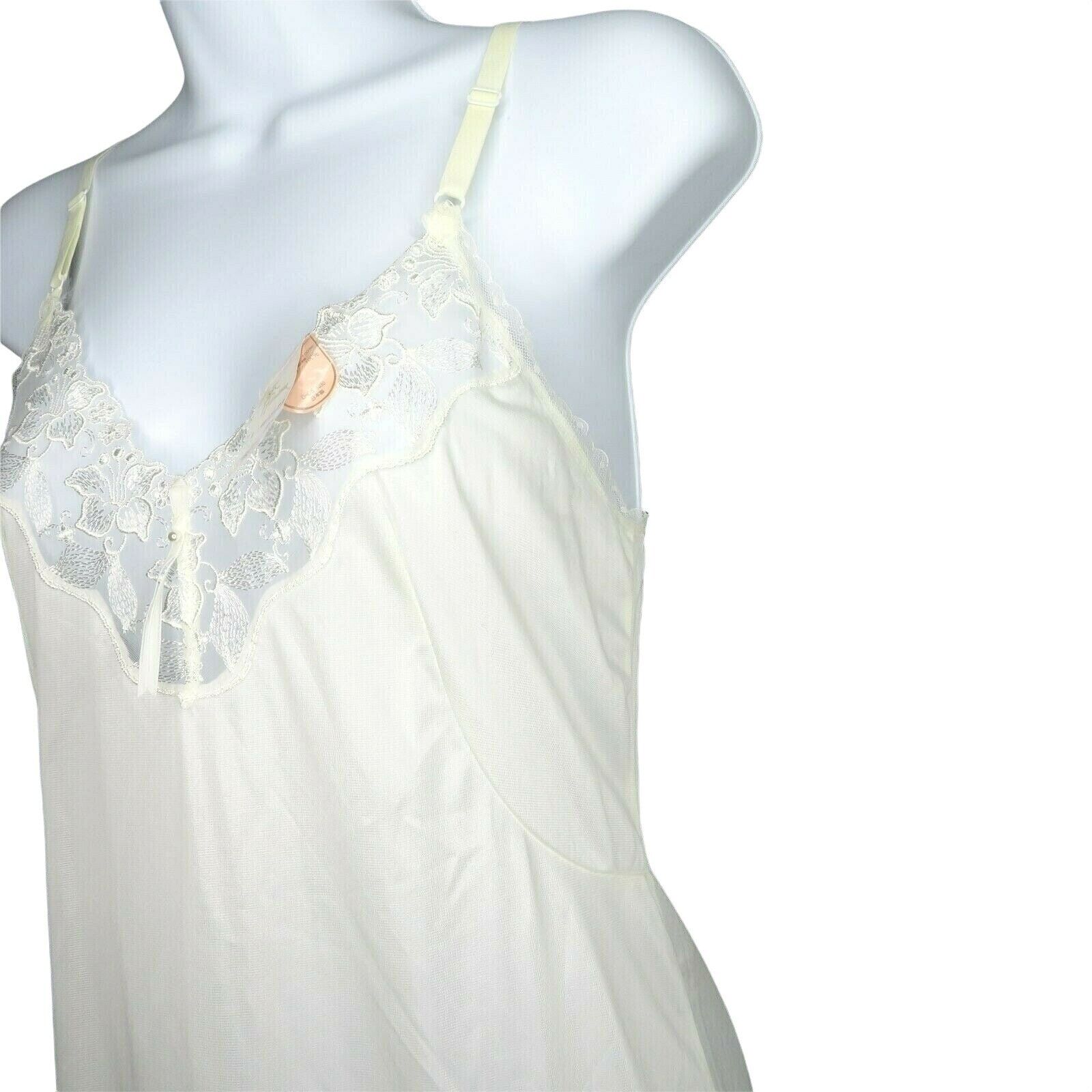 Vintage Full Length Dress Slip XS White Nylon Lac… - image 7
