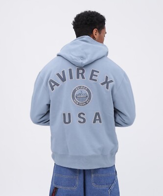 ASK availability first) AVIREX VARSITY LOGO ZIP SWEAT PARKA NYC