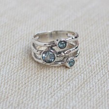 Blue Topaz Gemstone Ring Handmade 925 Sterling Silver Dainty Ring All Size R416