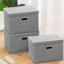 3xLarge Foldable Storage Boxes with Lid Home Clothes Organizer Fabric 45*30*30cm