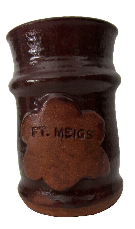 Vintage FT MEIGS Stoneware Art Pottery Coffee Cup Mug Signed Smoke & Fire