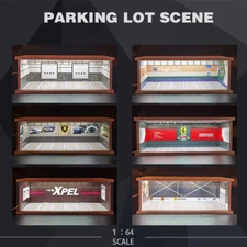 1/64 Diorama Car Garage Model LED Parking Lot Display Cabinet Scene Model Gift
