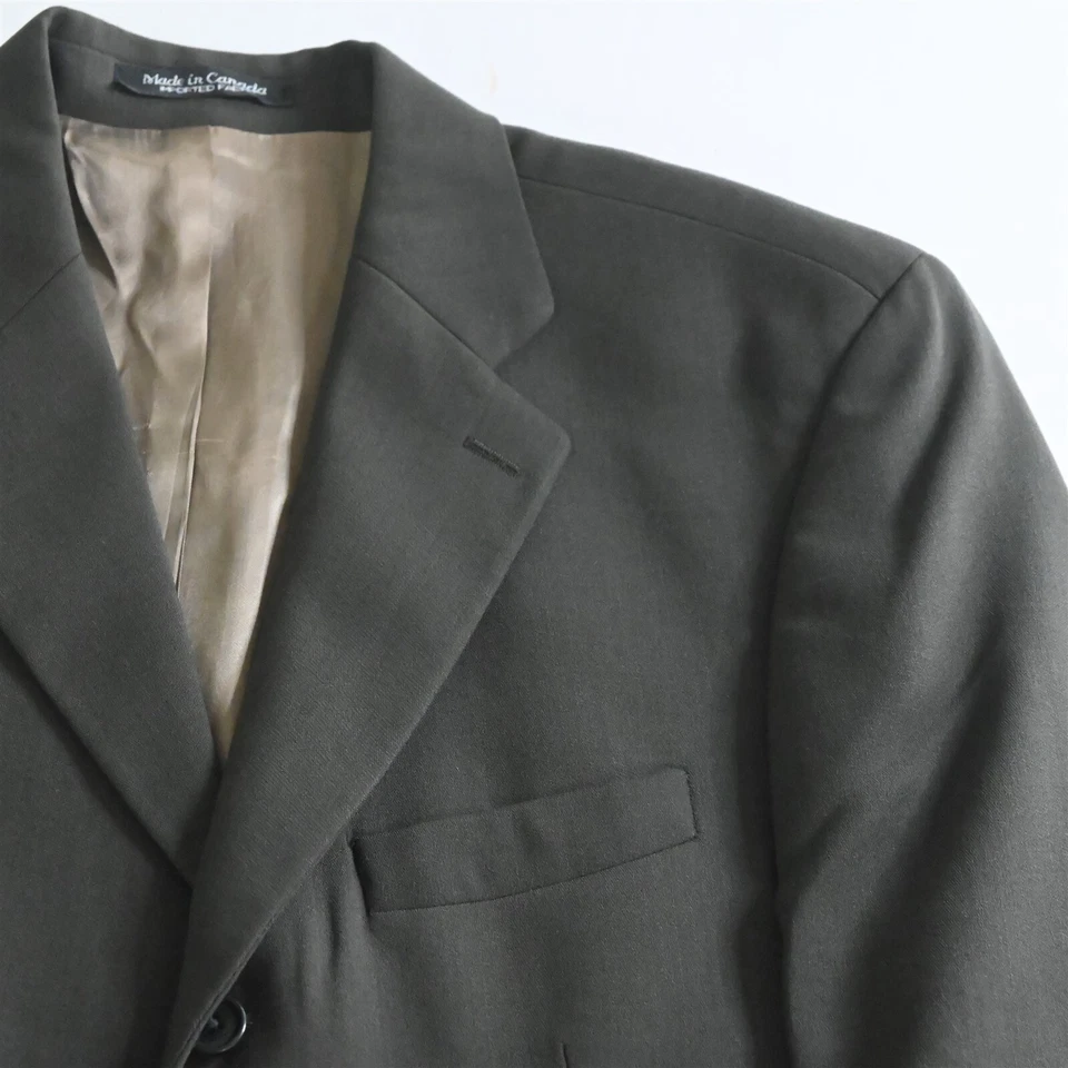 De Colección Alfani 40S 34x28 Verde Oliva 100% Lana Hombre Chaqueta Pantalones Traje Foto 3 de 4